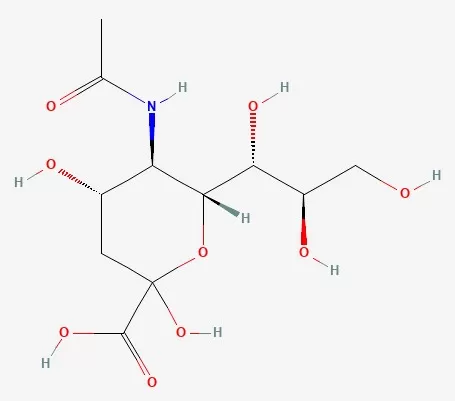 Molecular structure of Neu5Ac (image adapted from PubChem)
